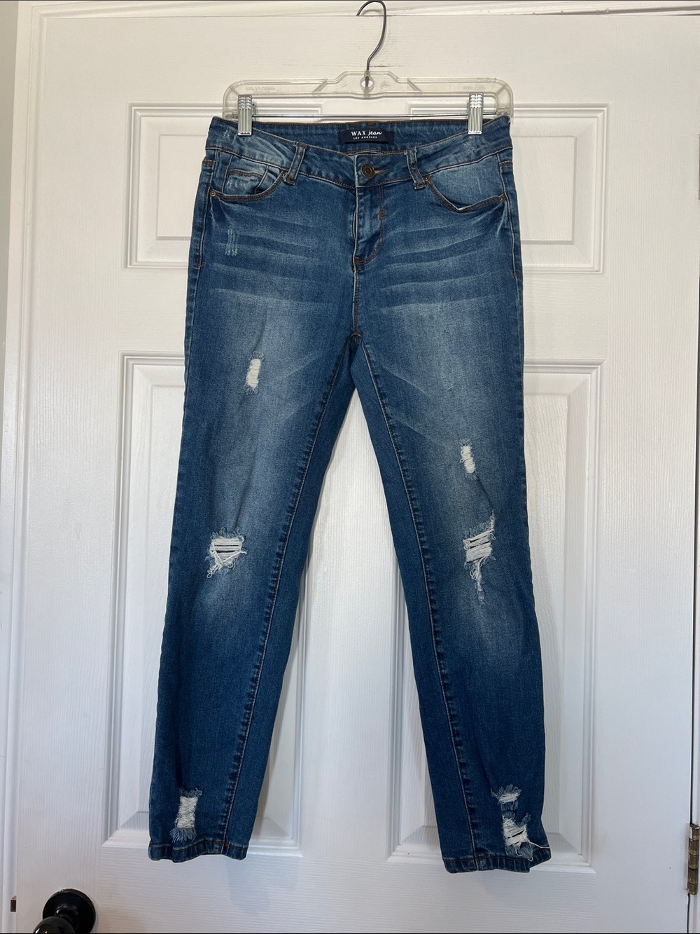 Wax Jean Distressed Skinny Jeans - Blue